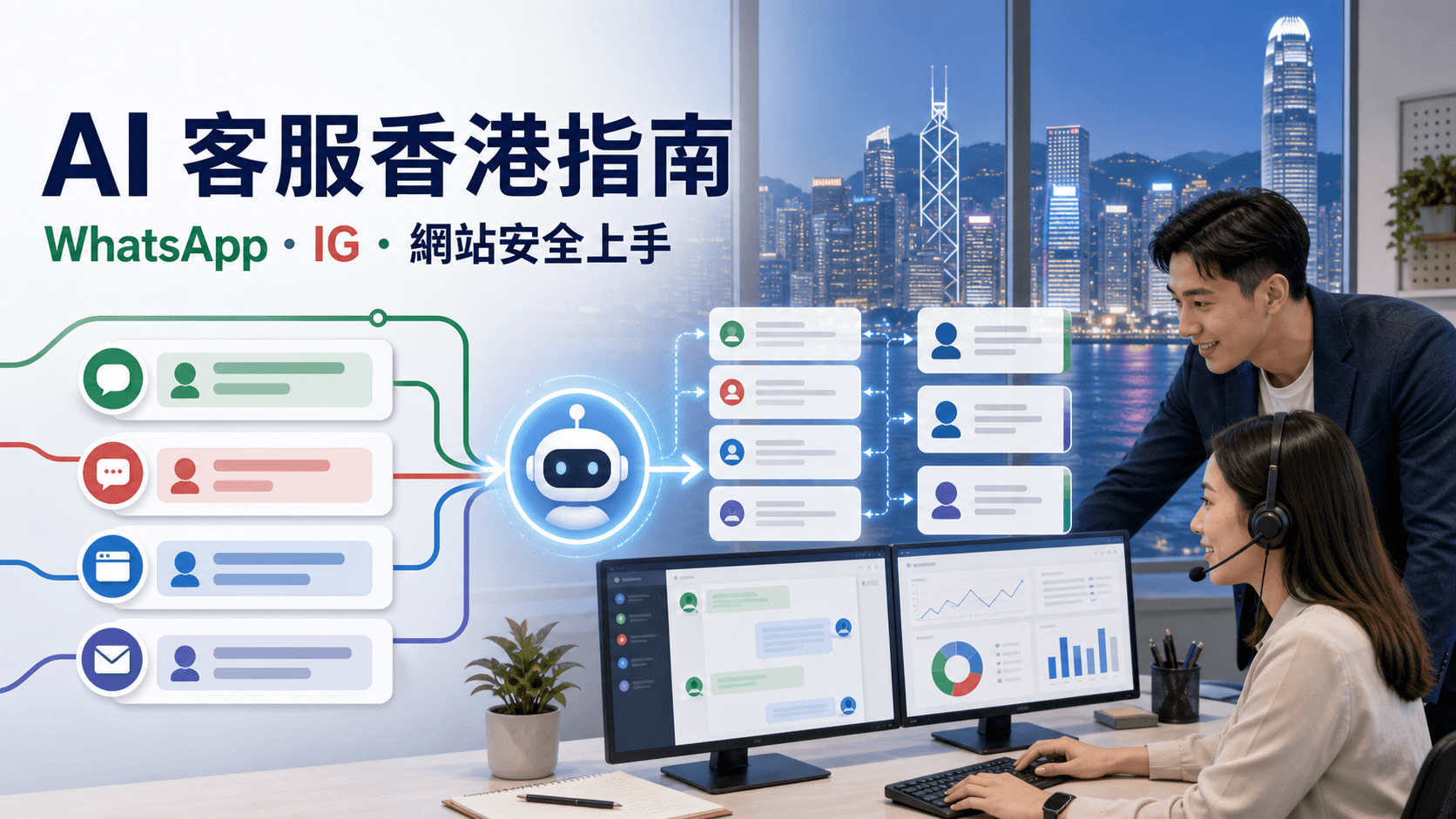 香港中小企使用 AI 客服分流 WhatsApp、IG 和網站查詢的封面圖