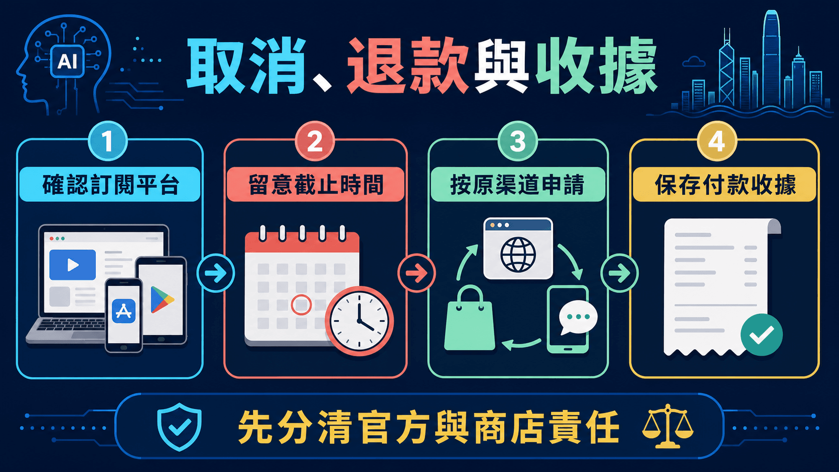 ChatGPT 與 Claude 取消、退款、續費及收據處理流程
