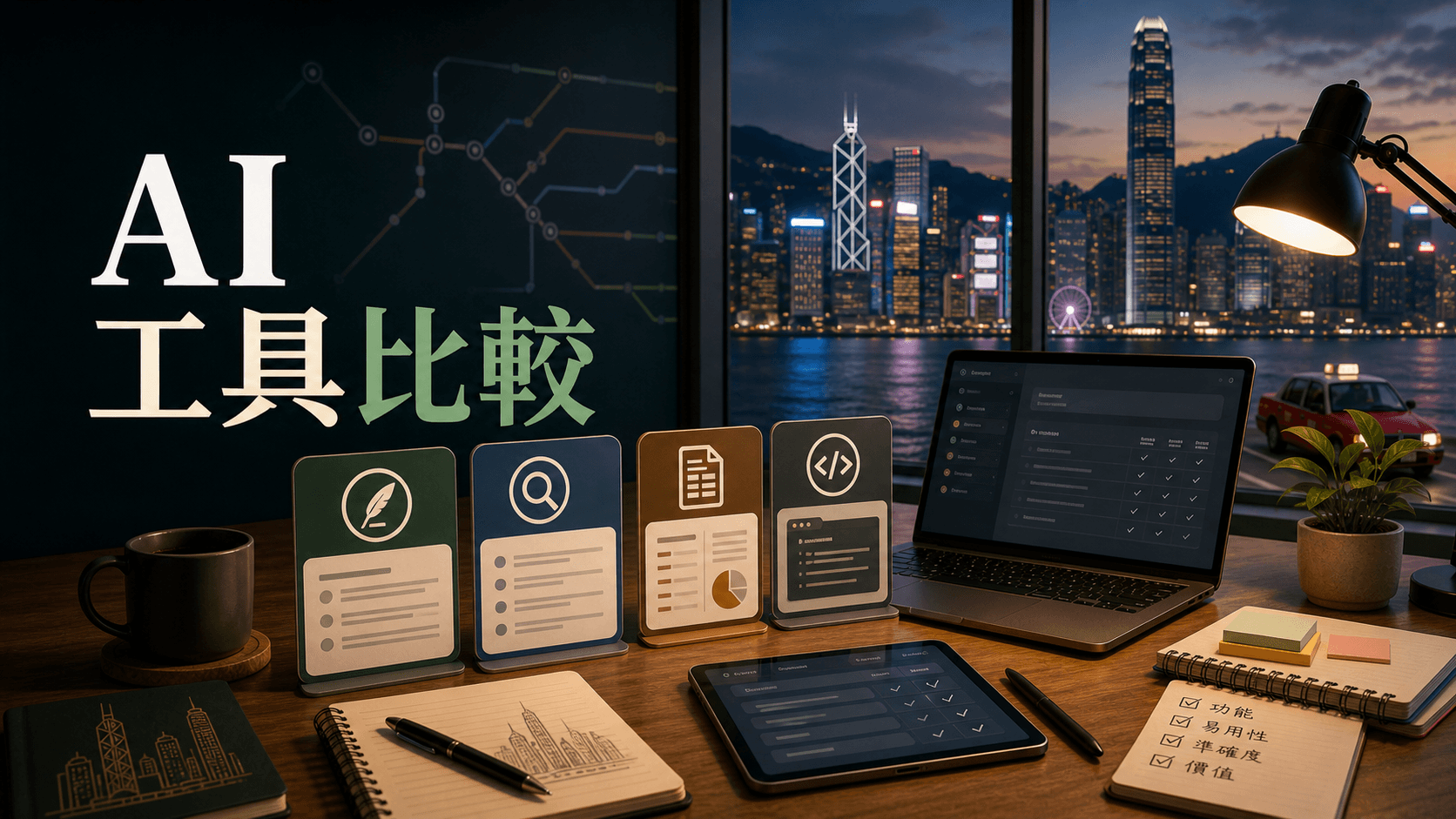 香港維港辦公室背景下的 AI 工具比較封面