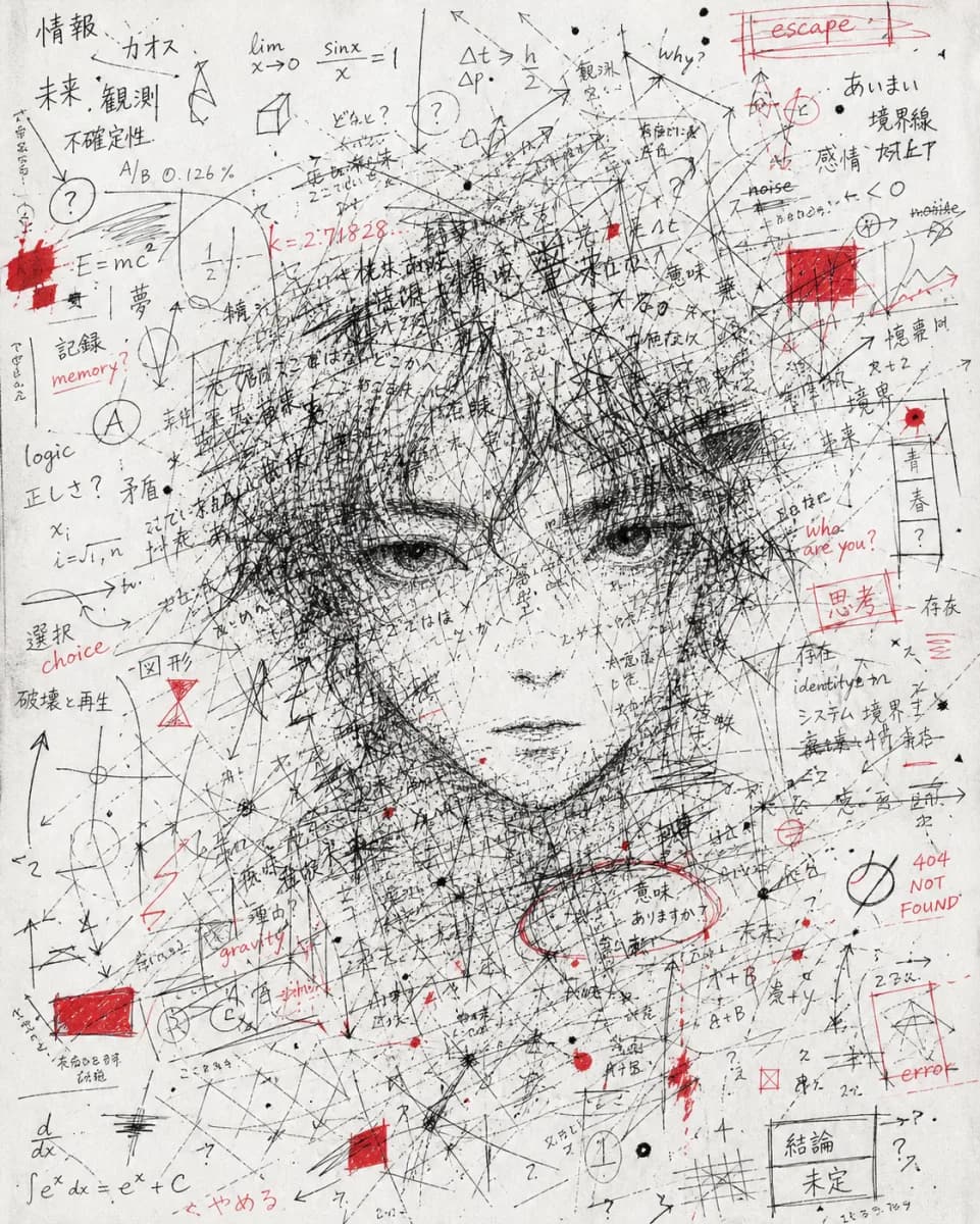 GPT Image 2 混沌筆記人臉浮現角色藝術範例