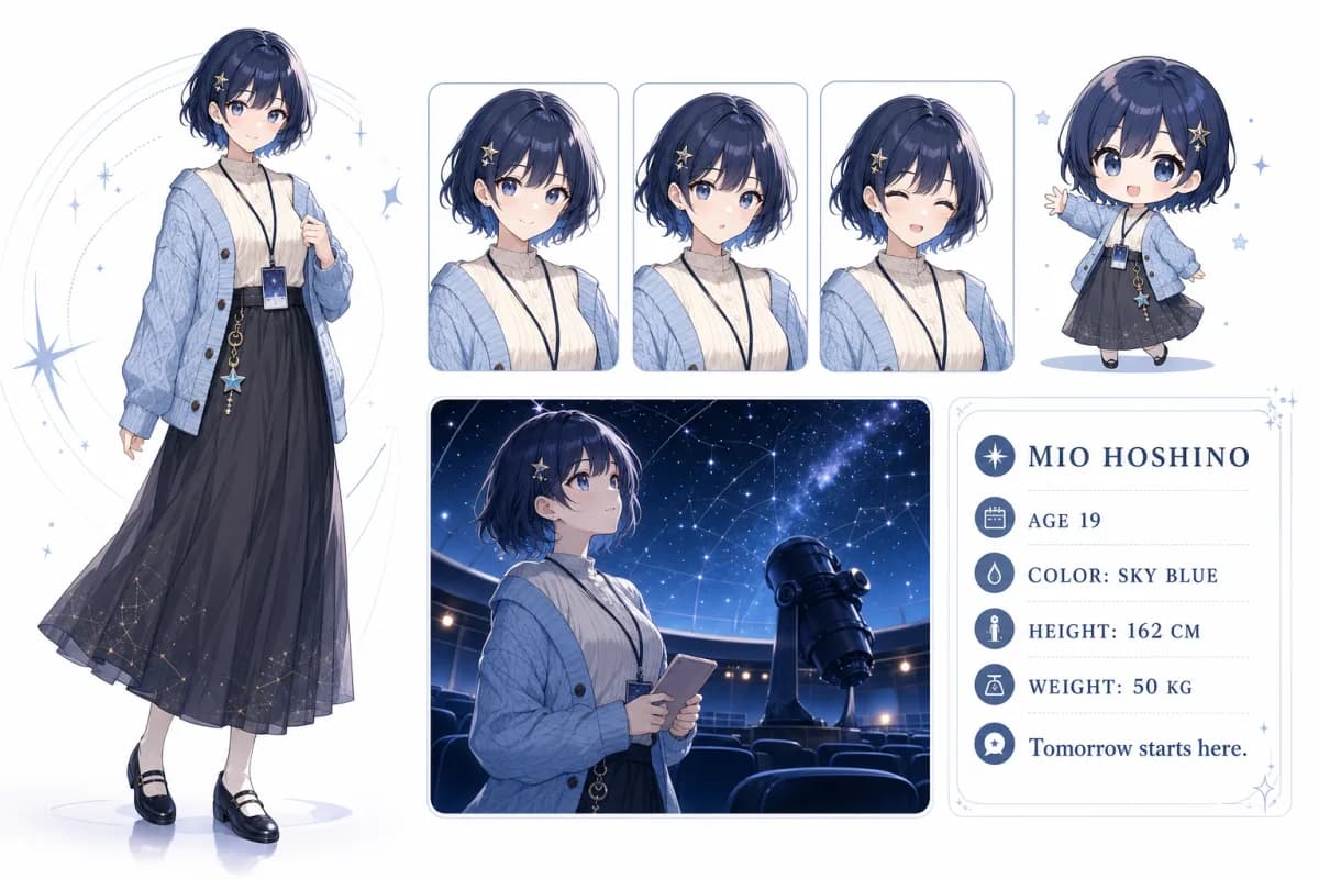 GPT Image 2 gal game character introduction page sample