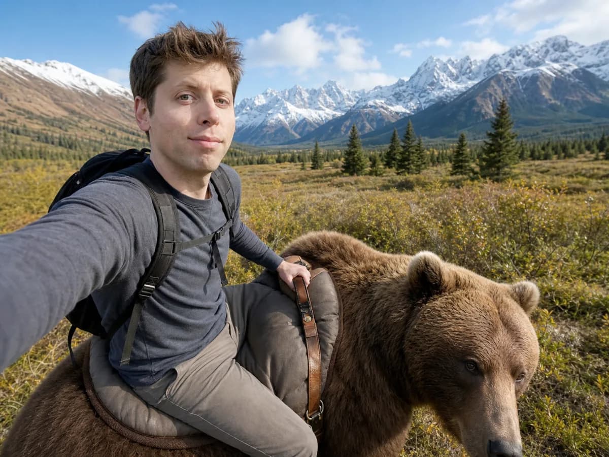 GPT Image 2 Sam Altman 騎熊自拍範例