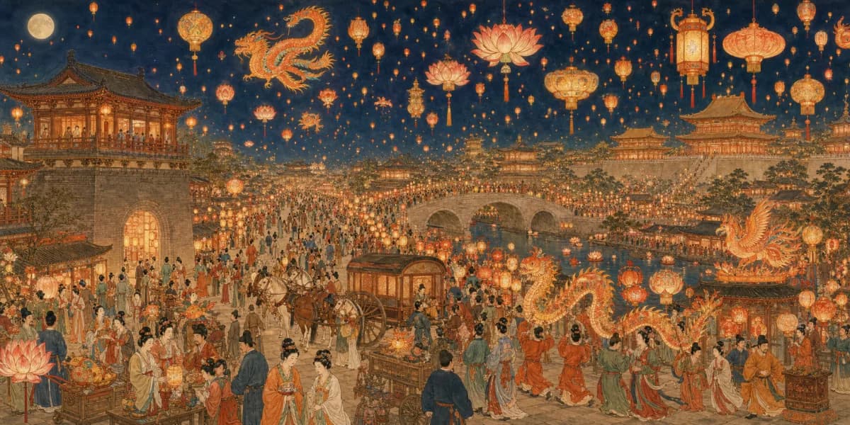 GPT Image 2 唐代長安元宵燈會全景圖範例