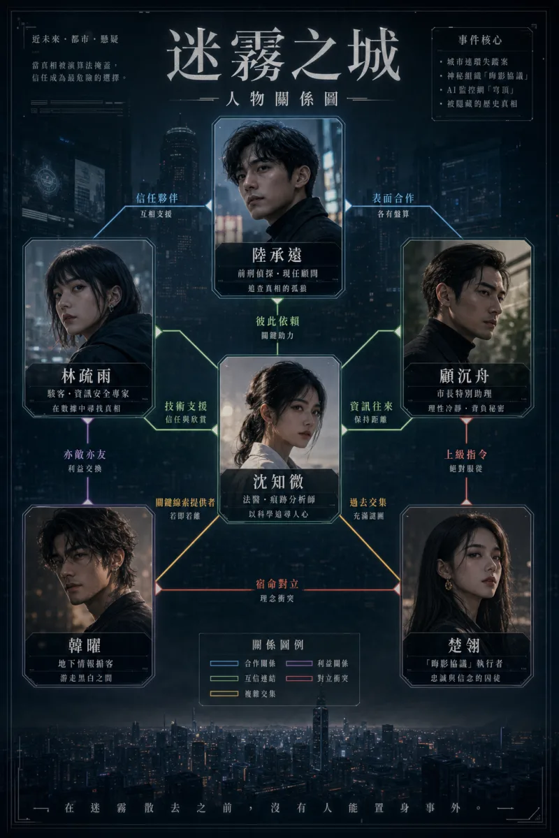 GPT Image 2 character relationship map poster sample