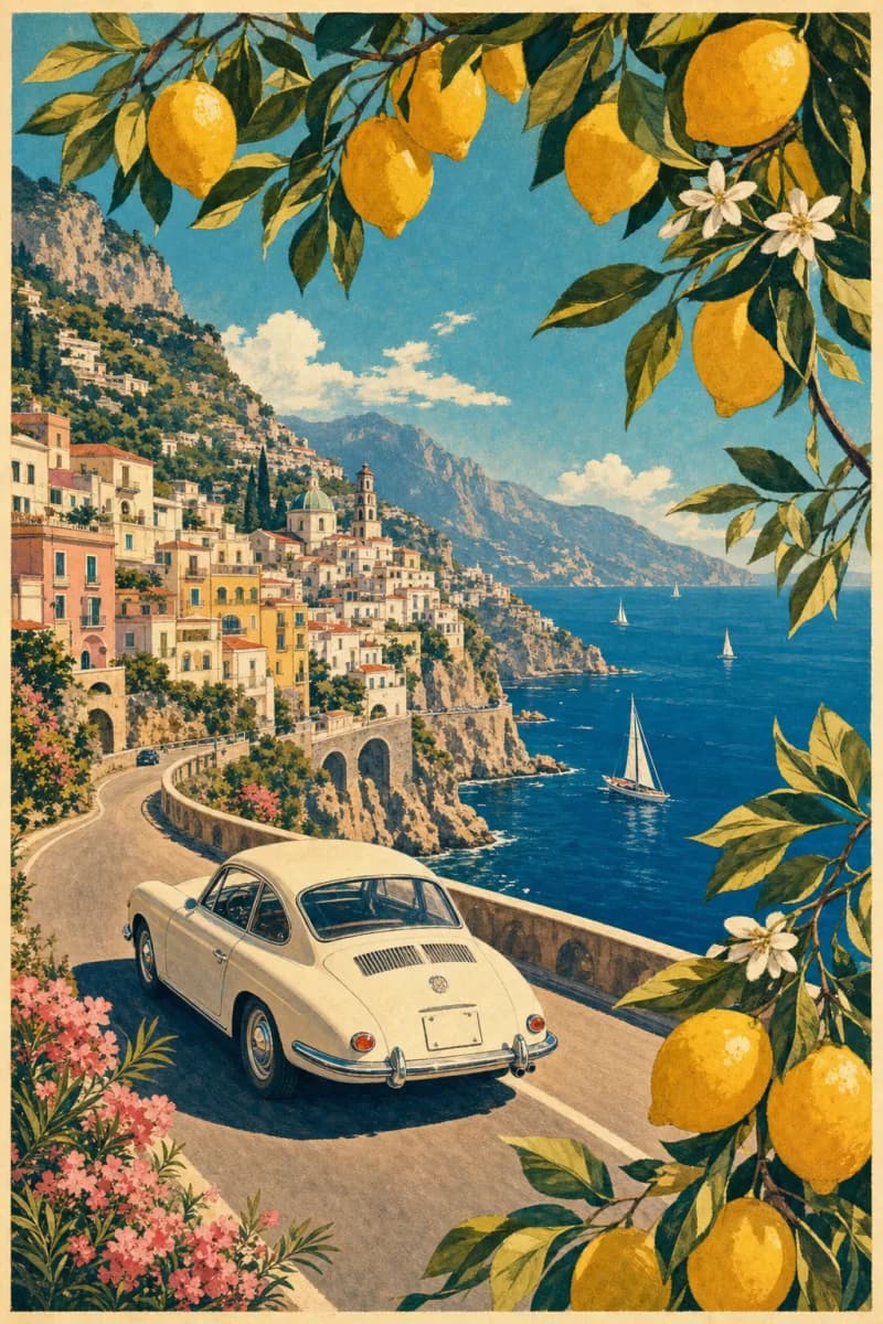 GPT Image 2 vintage Amalfi travel poster sample