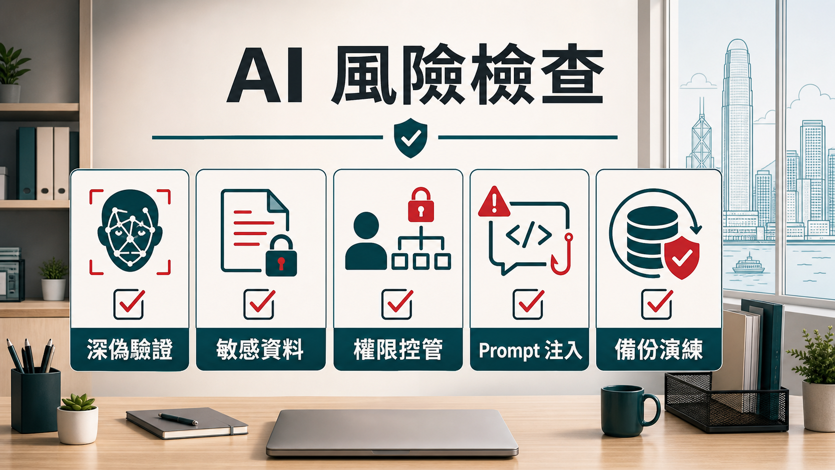 AI 風險檢查:深偽驗證、敏感資料、權限控管、Prompt 注入、備份演練