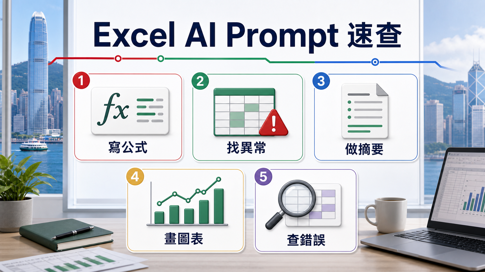 Excel AI Prompt 速查:寫公式、找異常、做摘要、畫圖表、查錯誤